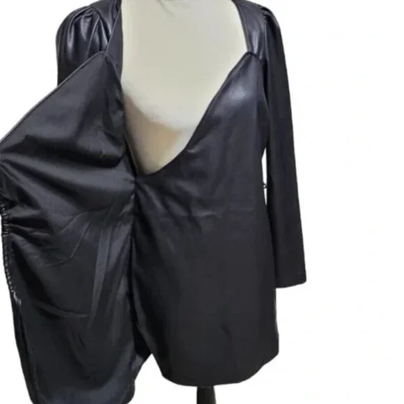 House of Harlow 1960 Tied Faux Leather Crossover wrap Mini Dresses XL - Picture 4 of 8